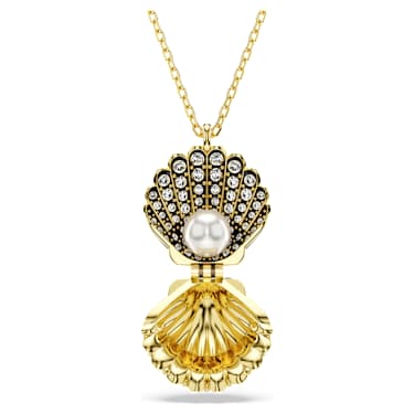 Idyllia 链坠, 仿水晶珍珠, 贝壳, 白色, 镀金色调 - Swarovski, 5683966