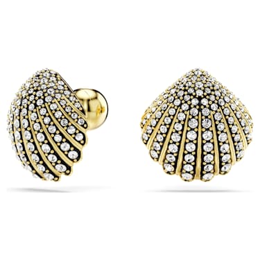 Idyllia stud earrings, Shell, White, Gold-tone plated | Swarovski