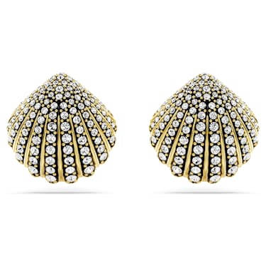 Orecchini a lobo Idyllia, Conchiglia, Bianchi, Placcato color oro - Swarovski, 5683970