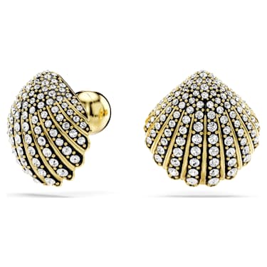Orecchini a lobo Idyllia, Conchiglia, Bianchi, Placcato color oro - Swarovski, 5683970