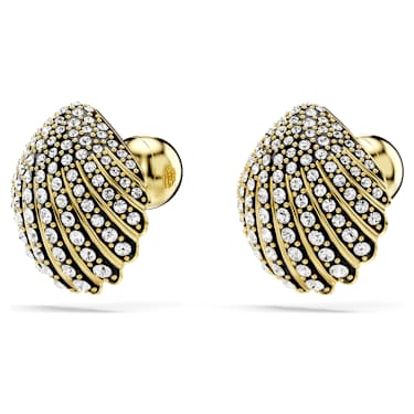 Orecchini a lobo Idyllia, Conchiglia, Bianchi, Placcato color oro - Swarovski, 5683970