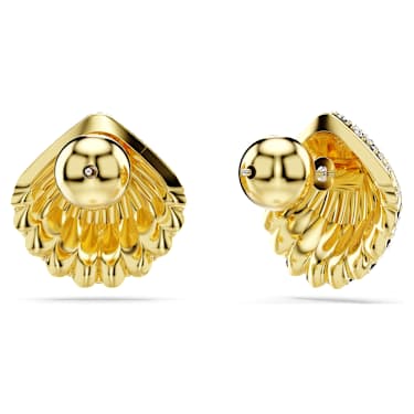 Idyllia stud earrings, Shell, White, Gold-tone plated - Swarovski, 5683970