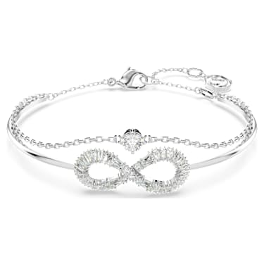 Hyperbola 手鐲, Infinity, 白色, 鍍白金色 - Swarovski, 5684049