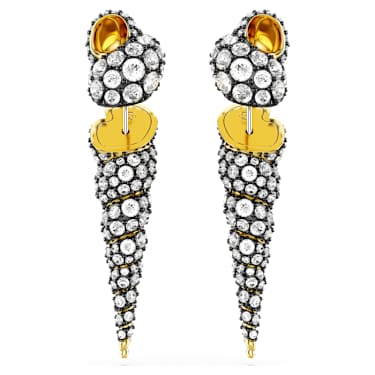 Idyllia drop earrings, Asymmetrical design, Round cut, Shell 