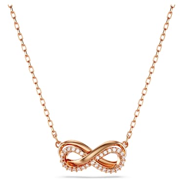 Wisiorek Hyperbola, Oprawa brukowa, Nieskończoność, Biały, Wykończenie z 18-karatowego różowego złota - Swarovski, 5684084