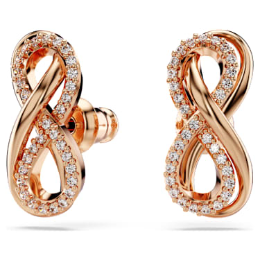 Hyperbola 耳釘, Infinity, 白色, 鍍金（玫瑰金色飾面） - Swarovski, 5684085