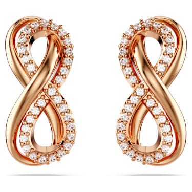 Hyperbola stud earrings, Infinity, White, 18K rose gold finish - Swarovski, 5684085