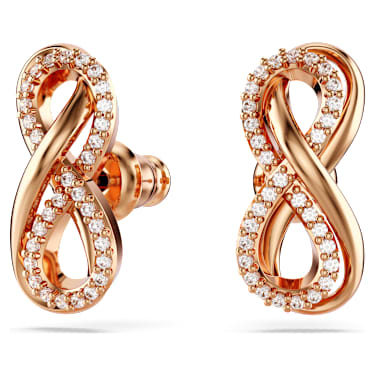 Hyperbola 스터드 이어링, 인피니티, 화이트, 18K 로즈 골드 피니시 - Swarovski, 5684085