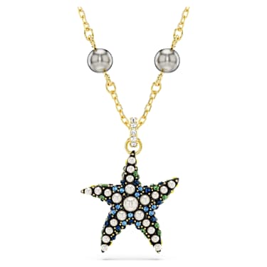 Μενταγιόν Idyllia, Crystal pearls, Αστερίας, Πολύχρωμο, Επιμετάλλωση σε χρυσαφί τόνο - Swarovski, 5684116