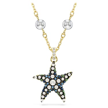 Wisiorek Idyllia, Kryształowe perły, Rozgwiazda, Różnokolorowy, Wykończenie z 18-karatowego złota - Swarovski, 5684116