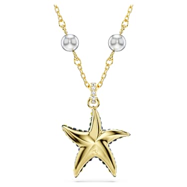 Pendentif Idyllia, Crystal pearls, Étoile de mer, Multicolore, Placage de ton or - Swarovski, 5684116