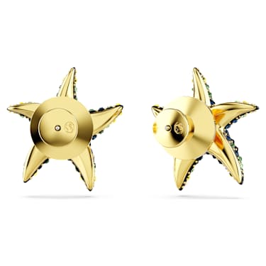 Clous d'oreilles Idyllia, Perle de cristal, Étoile de mer, Petites, Multicolores, Doré à l’or 18 carats (750/1000) - Swarovski, 5684162