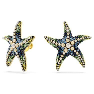 Idyllia Ohrstecker, Kristallperle, Seestern, Groß, Mehrfarbig, Goldlegierungsschicht - Swarovski, 5684165