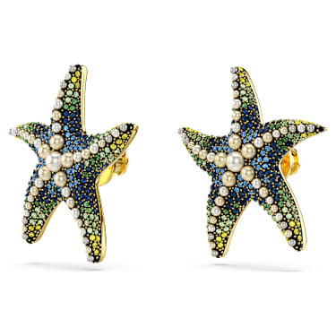 Idyllia Ohrstecker, Kristallperle, Seestern, Groß, Mehrfarbig, Goldlegierungsschicht - Swarovski, 5684165