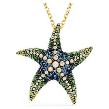 Idyllia pendant and brooch, Crystal pearls, Starfish, Multicoloured, Gold-tone plated - Swarovski, 5684168