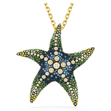 Idyllia pendant and brooch, Crystal pearls, Starfish, Multicoloured, Gold-tone plated - Swarovski, 5684168