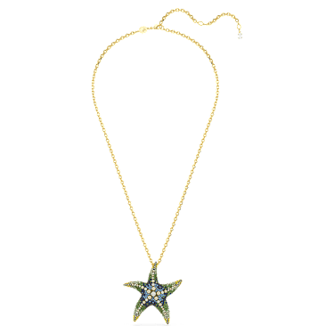 Idyllia 链坠和胸针, 仿水晶珍珠, 海星, 流光溢彩, 镀金色调 - Swarovski, 5684168