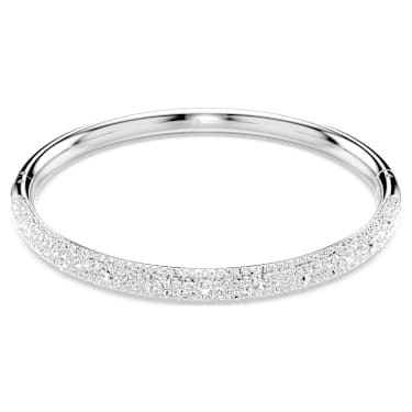 Sublima bangle, Snow pavé, White, Rhodium plated - Swarovski, 5684242