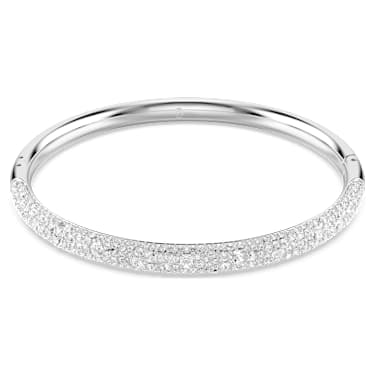 Sublima bangle, Snow pavé, White, Rhodium plated - Swarovski, 5684242