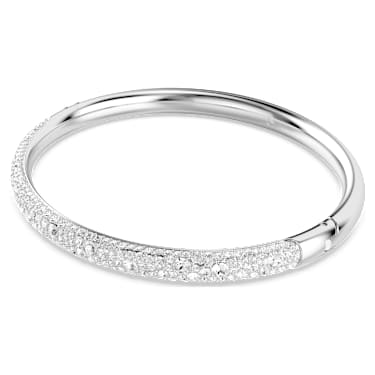 Sublima bangle, Snow pavé, White, Rhodium plated - Swarovski, 5684242