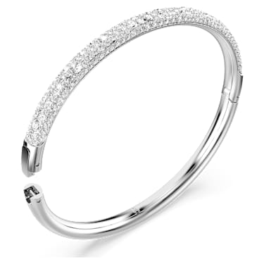 Sublima bangle, Snow pavé, White, Rhodium plated - Swarovski, 5684242