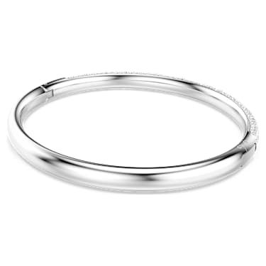 Sublima bangle, Snow pavé, White, Rhodium plated | Swarovski