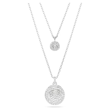 Sublima layered pendant, White, Rhodium plated - Swarovski, 5684244