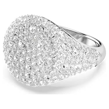 Sublima cocktail ring, White, Rhodium plated - Swarovski, 5684245