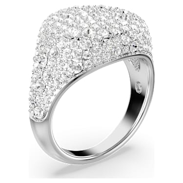 Koktajl prstan Sublima, Bel, Prevleka iz rodija - Swarovski, 5684245