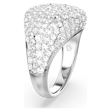 Koktajl prstan Sublima, Bel, Prevleka iz rodija - Swarovski, 5684245