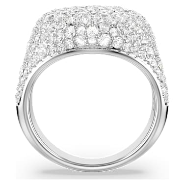 Meteora cocktail ring, White, Rhodium plated | Swarovski