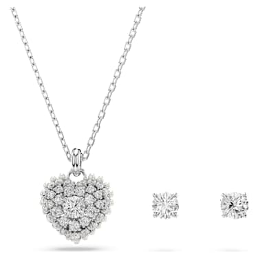 Hyperbola Set, Herz, Weiß, Rhodiniert - Swarovski, 5684383