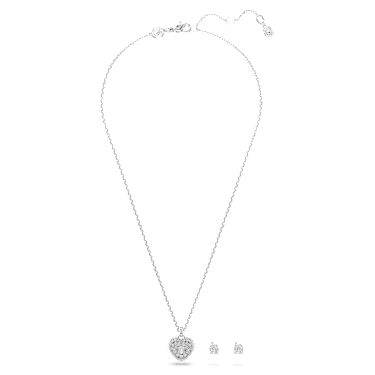 Σετ Idyllia, Crystal pearl, Καρδιά, Λευκό, Επιμετάλλωση ροδίου - Swarovski, 5684383