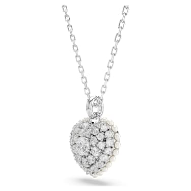 Σετ Idyllia, Crystal pearl, Καρδιά, Λευκό, Επιμετάλλωση ροδίου - Swarovski, 5684383