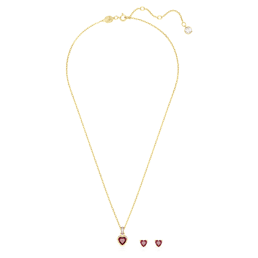 Chroma set, Heart, Red, Gold-tone plated - Swarovski, 5684506