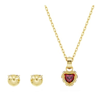 Chroma Set, Herz, Rot, 18K Goldbeschichtet - Swarovski, 5684506