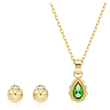 Conjunto Chroma, Tallas mixtas, Verde, Acabado en oro de 18 quilates - Swarovski, 5684507