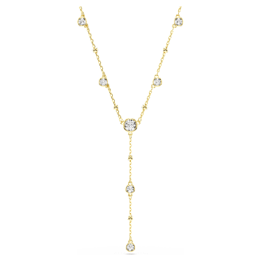 Imber Y-halsband, Rundslipad, Vit, 18K guldfinish - Swarovski, 5684510