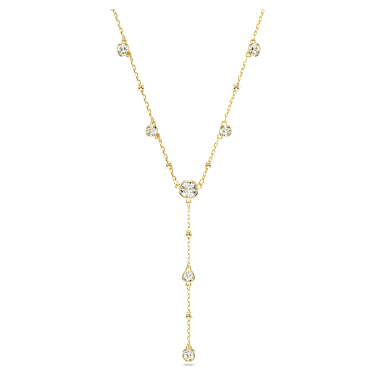 Imber Y形項鏈, 圓形切割, 白色, 鍍金色色調 - Swarovski, 5684510