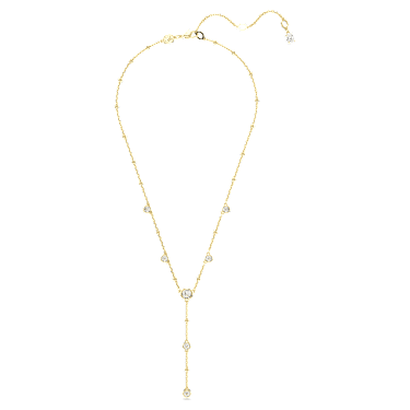 Imber Y形項鏈, 圓形切割, 白色, 鍍金色色調 - Swarovski, 5684510