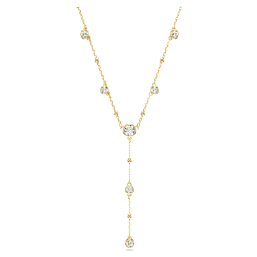 Imber Y形項鏈, 圓形切割, 白色, 鍍金色色調 - Swarovski, 5684510