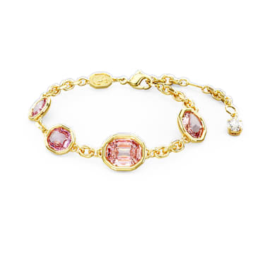 Imber bracelet, Octagon cut, Pink, Gold-tone plated - Swarovski, 5684537