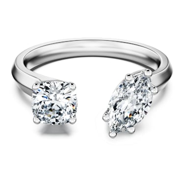 Two Stone Engagement Ring for Women - Certified Moissanite Cuff Ring, 14K  Yellow Gold, US 4.00 - Walmart.com