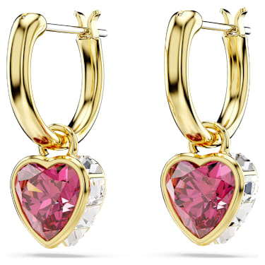 Pendants d'oreilles Chroma, Cœur, Rouges, Placage de ton or - Swarovski, 5684760