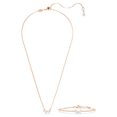 Mesmera Set, Blandade slipningar, Vit, 18K roséguldsfinish - Swarovski, 5684779