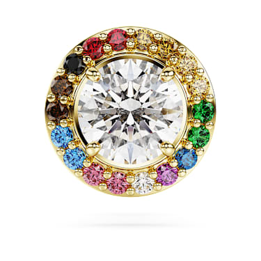 Matrix 小胸針, 圓形切割, 鍍金色色調 - Swarovski, 5685576