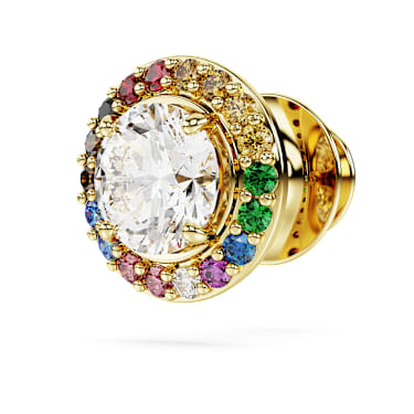 Matrix tack pin, Round cut, Gold-tone plated - Swarovski, 5685576