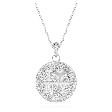 Colgante I LOVE NY, Blanco, Baño de rodio - Swarovski, 5685641