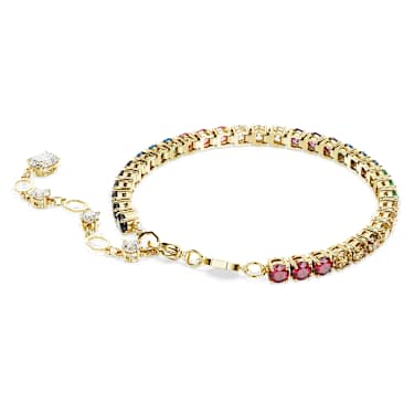 Matrix Tennis bracelet, Round cut, Multicolored, 18K gold finish - Swarovski, 5685691