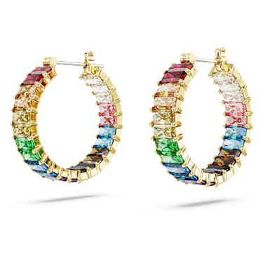 Matrix 大圈耳環, 長方形切割, 漸層色, 鍍金色色調 - Swarovski, 5685698